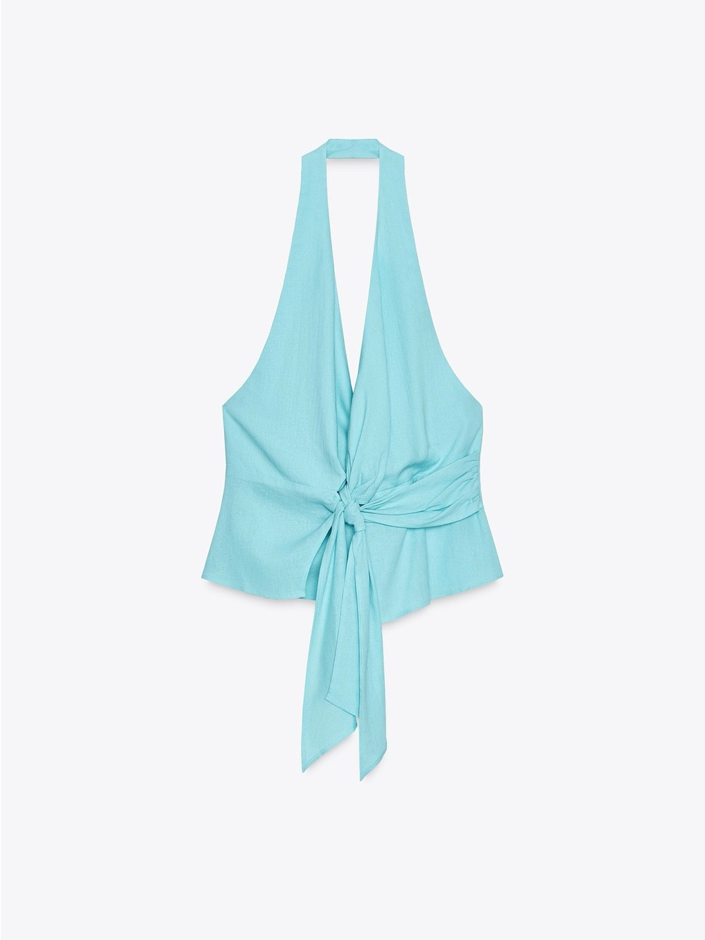 Zara Turquoise Tie-Front Halter Top